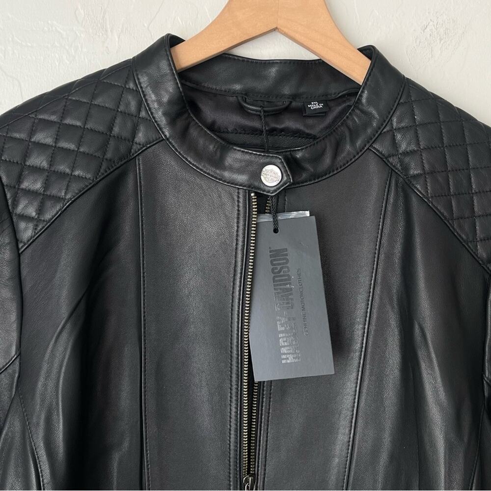 Harley Davidson moto lambskin Leather Jacket Black XXL NEW - Picture 9 of 14